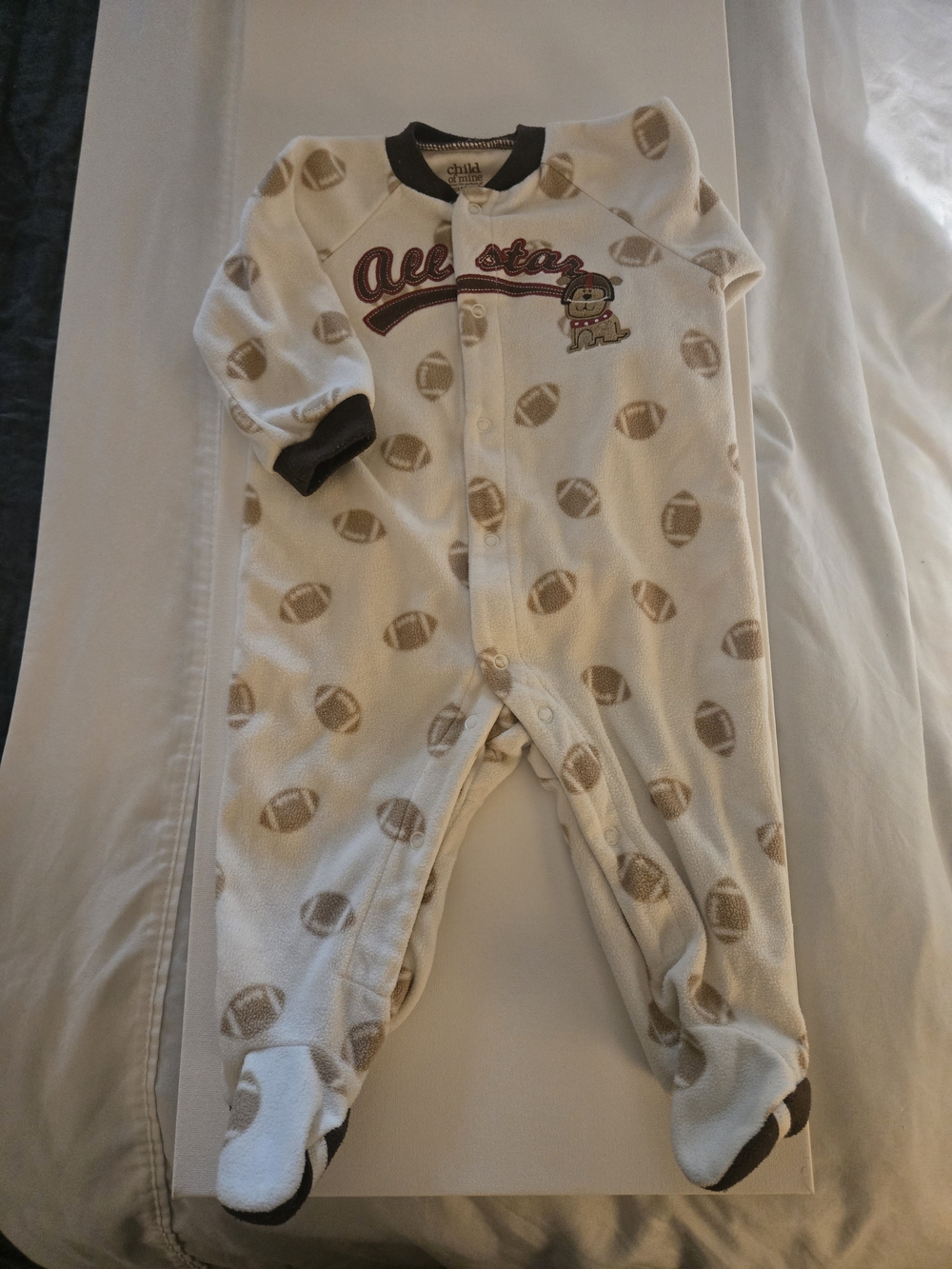 Child of Mine Cream 'All Star' Football Footed One-Piece